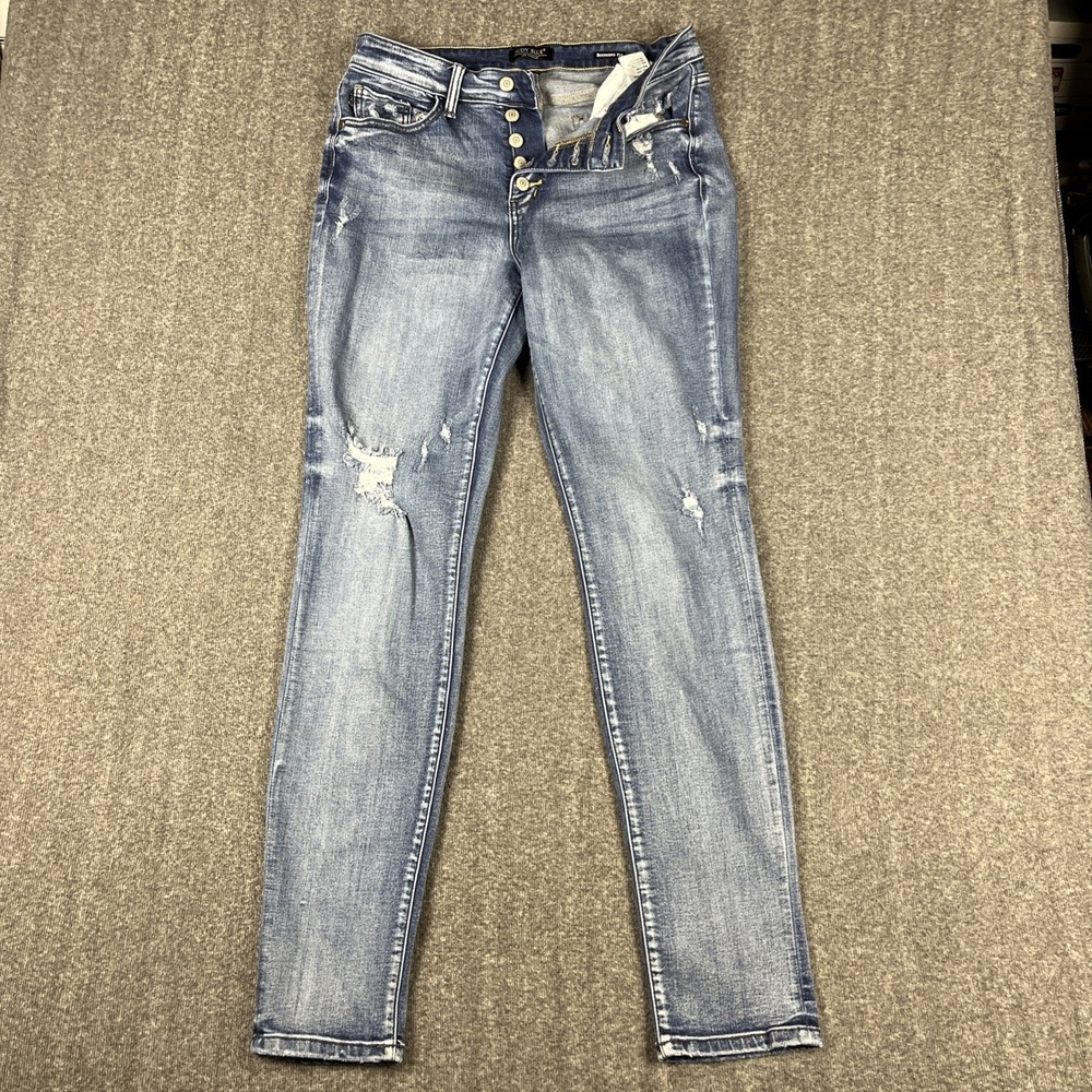 Judy Blue Jeans Womens 9/29 High Rise Boyfriend Fit Blue Stretch Denim Pants